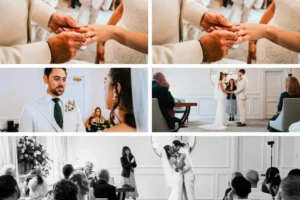 Emotional first kiss moment following civil ceremony at Wandsworth Town Hall
