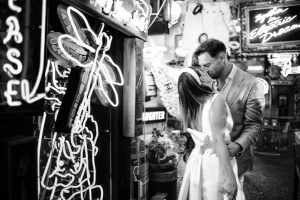 A couple kissing at the God's Own Junkyard, Walthamstow London E17 9HQ