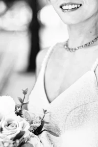 Editorial portrait of the bride on Bidborough Street near Camden Town Hall.